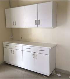 Meuble cuisine blanc 8 portes 4 tiroirs moderne