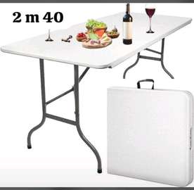 Table pliante 2,40 m blanche pliable métal