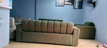 Canapé 7 places vert olive tissu doux moderne
