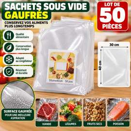 Sachets Sous Vide Gaufrés 30 × 40 cm –  50 Pièces