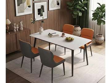 TABLE A MANGER EN MARBRE 4 PL REFT06 COULEUR BLANC/MARON