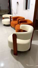 Fauteuil design moderne en tissu bouclet 4 places