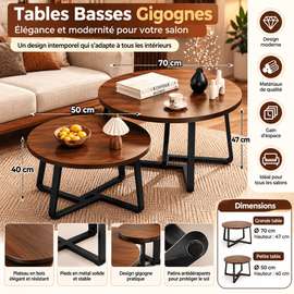 Tables Basses Gigognes Bois et Métal