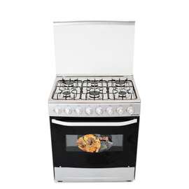 CUISINIERE ASTECH 6FEUX 80X60 A GAZ AVEC FOUR A GAZ INOX m