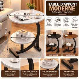 Table d’appoint ronde à 2 plateaux – Design moderne