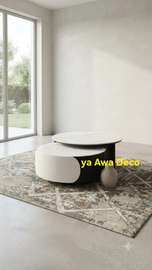 Table basse design blanc bois laqué