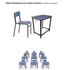 Table individuelle bleu avec chaise