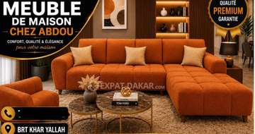 Salon d'angle en tissu orange moderne