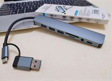 Adaptateur répartiteur de hub USB-C 7 en 1 avec multiport