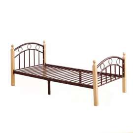 Lit simple métal et bois naturel bois clair 90x190