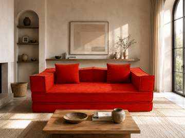 CANAPE COMPRESSE TISSU 3 PLACES QS-014L COULEUR ORANGE