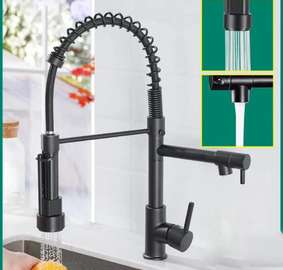 Robinet flexible noir mat pivotant double jet