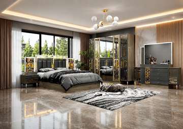 Chambre à coucher 6 battant 7pièces beige
