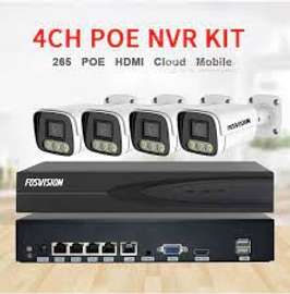 04 Caméras ip (poe) 4mp + NVR + MICRO