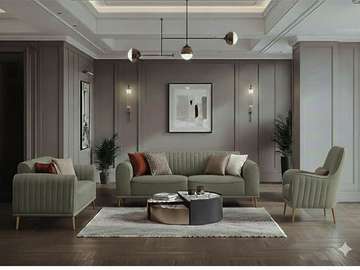 SALON TISSU 6 PLACES VOLETA  G201,G04,G03, VERT CIMENT