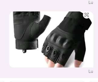 Gants moto demi-doigts cuir noir renforcés