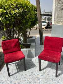 Chaise tissu rouge moderne bois solide confortable