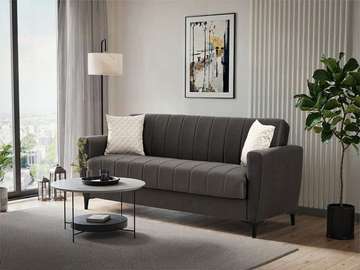 CANAPE EN TISSU 3 PLACES PRONTO COULEUR ANTHRASITE