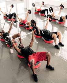 Barre musculation ajustable acier noir rouge 20kg