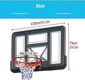 PANIER DE BASKET-BALL MURAL AVEC PANNEAU ARRIÈRE ROBUSTE