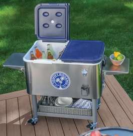 Glacière TOMMY BAHAMA 94L en acier inoxydable avec roues