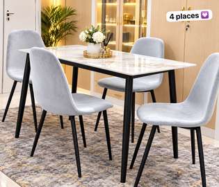 Ensemble table marbre + 4 chaises