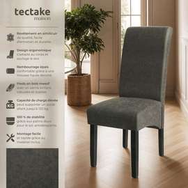 Ensemble 4 chaises gris foncé bois massif design