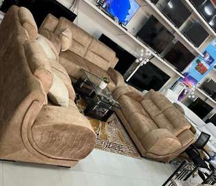 Ensemble salon de 5 places beige tissu doux