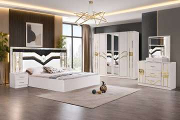 CHAMBRE A COUCHER 6BATTANTS 5PIECES BLANC MC622H