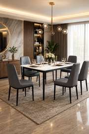 TABLE A MANGER 6PLACES 160X90 GRIS
