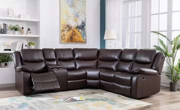 Salon en cuir 5 places avec fauteuils inclinables