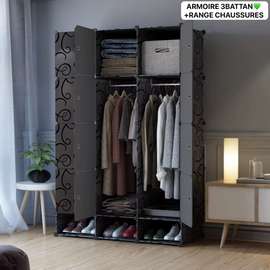 Armoire 3 battants avec rangement chaussures