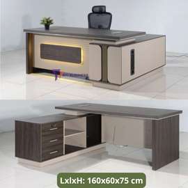 Bureau de direction en forme de L avec tiroir