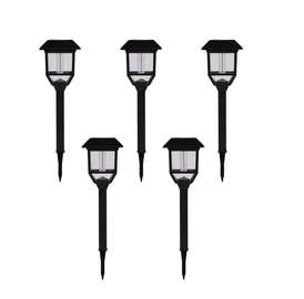 Cinq lampes solaires de jardin 15 lumens sur piquet