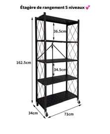 Étagère de rangement cuisine en fer 5 niveaux pliables