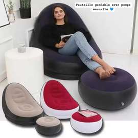 Fauteuil gonflable noir avec pompe manuelle