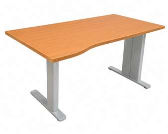 Bureau ergonomique bois clair avec pieds métal gris