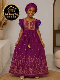 Robe coton inde avec foulard pour enfants