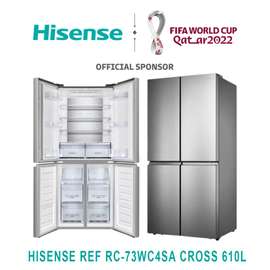 REFRIGERATEUR HISENSE SIDE BY SIDE 4PORTES 500LITRES