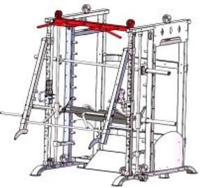 Station musculation multifonctions acier gris et rouge
