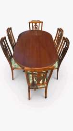 Ensemble table ovale bois massif 6 personnes vintage
