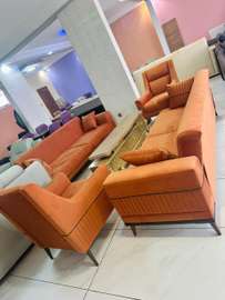 Canapé d'angle orange vif design moderne tissu