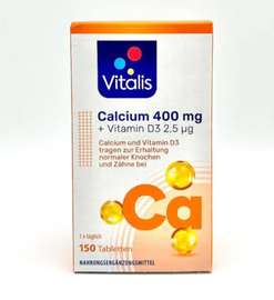 Vitalis Calcium 400 mg + Vitamine D3 150 comprimés