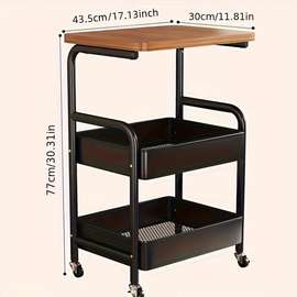 Chariot de service 2 étagères bois 77cm