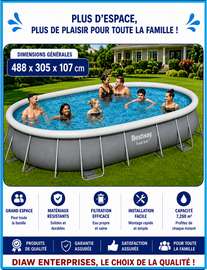 Bestway piscines familiales hors sol   488 x 305 x 107 cm