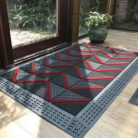 Tapis d'entrée caoutchouc noir rouge antidérapant