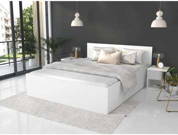 LIT 180X190 CM BLANC LITB002 + CHEVET 41X37X40 CM