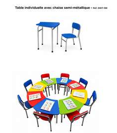 Table individuelle avec chaise semi-métallique