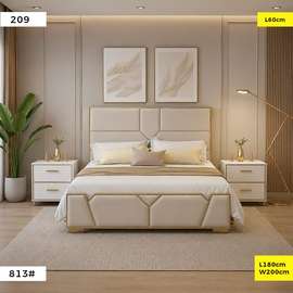 LIT DESIGN CAPITONNÉ AVEC 2 TABLES DE CHEVET