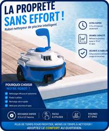 ROBOTS SANS FIL POUR PISCINES JUSQU'A  10 M2